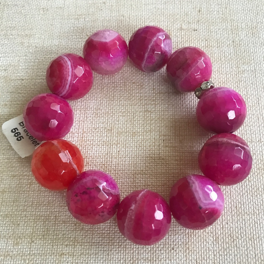 BRACELET Faceted Glass Beads - Picture 2 of 3